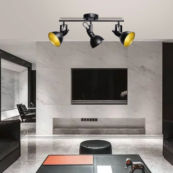Retro LED Ceiling Spot Lights Fixtures, 3-Light Flexible Track Lighting